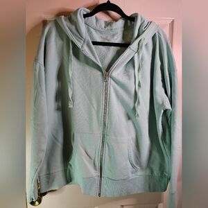Time And Tru Women's Light Teal/Mint Zip-Up Hoodie, XXL